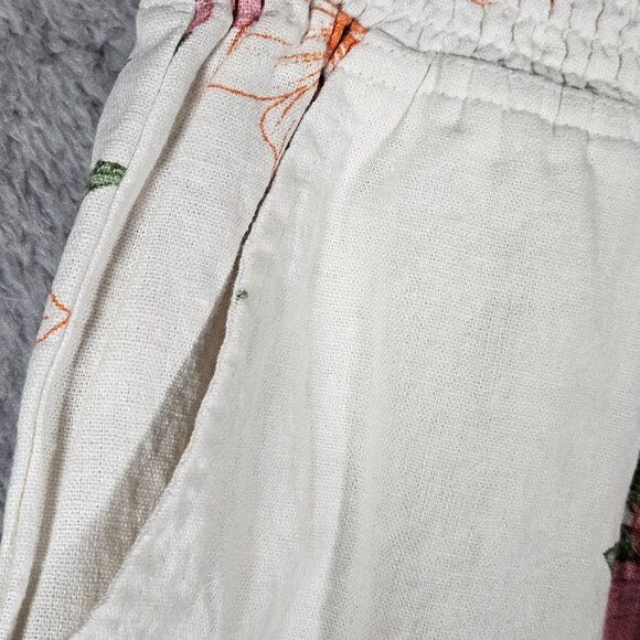 Floral Linen Blend Elastic Waist Shorts With Drawstring & Pockets By Bebop XL - Picture 11 of 14
